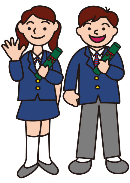 在毕业典礼上，身着西装制服的男女学生图片下载