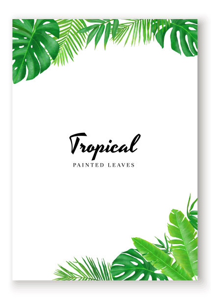 热带背景手绘树叶图片下载