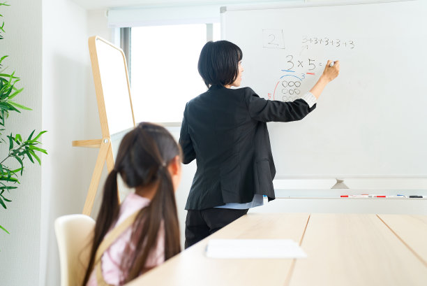 一个穿西装的女人在教孩子图片下载
