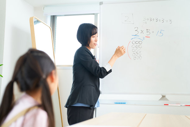 一个穿西装的女人在教孩子图片下载