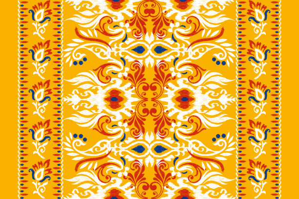 锦缎Ikat花佩斯利刺绣图片下载