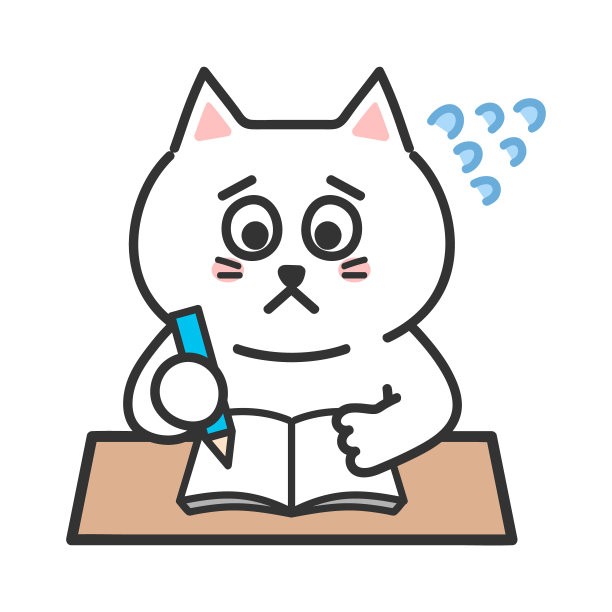 白猫跟不上课，矢量插图。图片下载