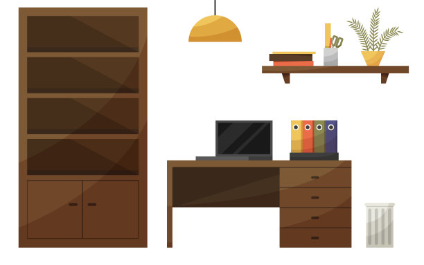 办公家具。向量图片下载