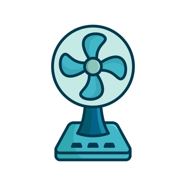 电风扇图标矢量设计模板在白色背景图片下载