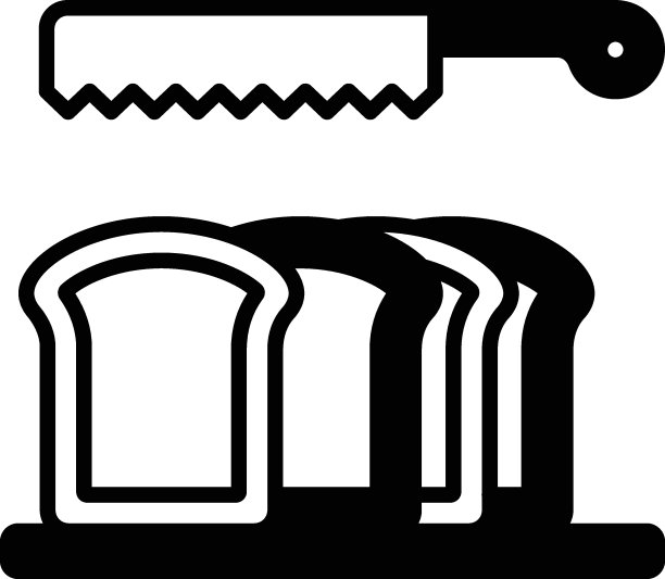 锯齿刀全麦面包概念，面包刀矢量图标设计，工匠面包师符号，烹饪大师标志，食品鉴赏家股票插图图片下载