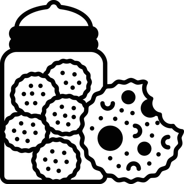 自制饼干在罐子概念，巧克力片饼干矢量图标设计，工匠面包师符号，烹饪大师标志，食品鉴赏家股票插图图片下载