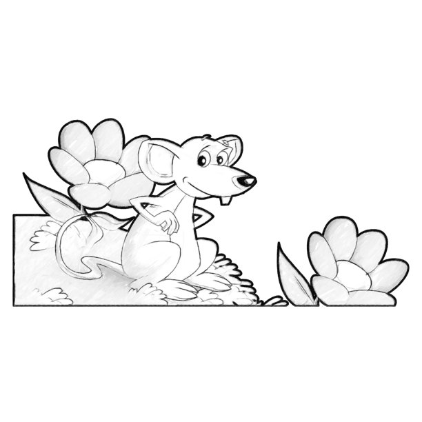 素描卡通场景与快乐农场老鼠有乐趣孤立插图的孩子图片下载