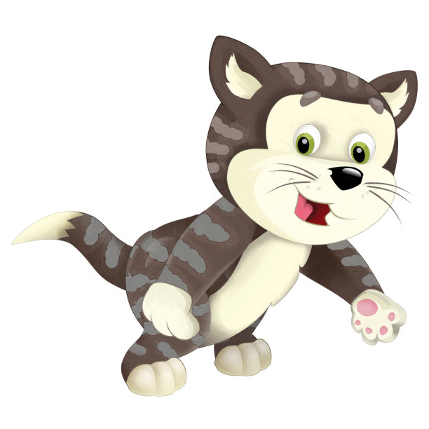 欢快的卡通场景，快乐的猫做一些事情玩孤立插图的孩子图片下载