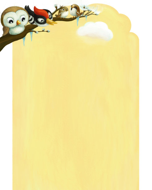 卡通场景与动物快乐的小鸟插图图片下载