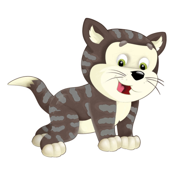 欢快的卡通场景，快乐的猫做一些事情玩孤立插图的孩子图片下载