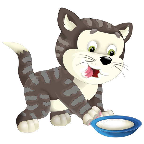 欢快的卡通场景，快乐的猫做一些事情玩孤立插图的孩子图片下载