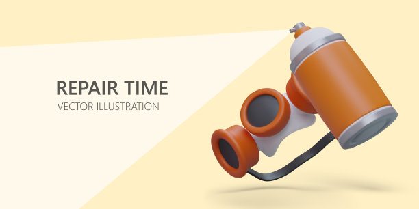 3d喷漆和呼吸器。宣传海报与维修油漆工具。五金店货品图片下载