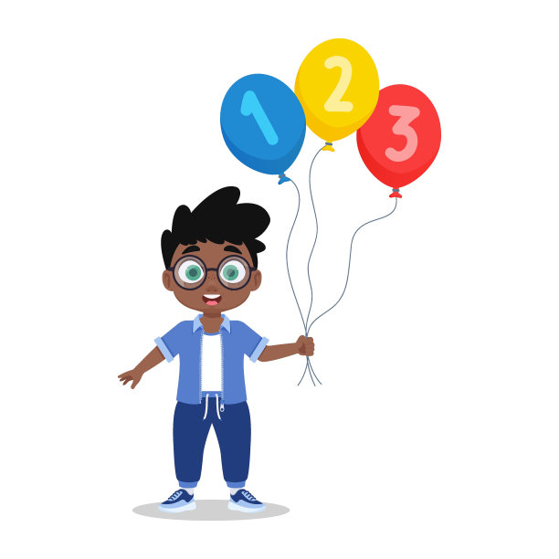 可爱的男孩拿着数字气球图片下载