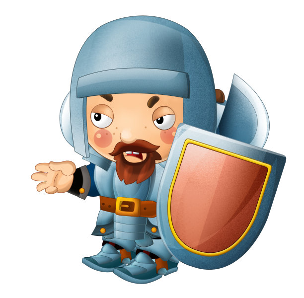 卡通有趣的彩色中世纪骑士王子国王孤立的儿童插图图片下载