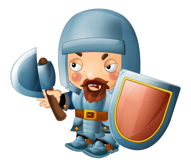 卡通有趣的彩色中世纪骑士王子国王孤立的儿童插图图片下载