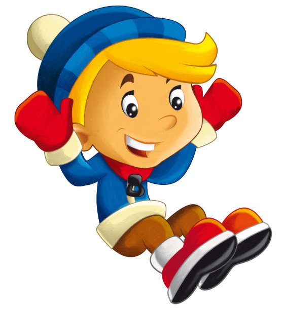 卡通场景与小男孩坐或跳做运动孤立插图的孩子图片下载