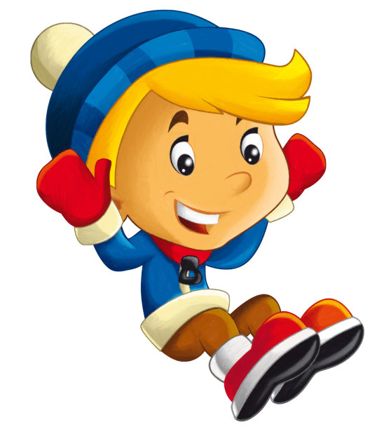 卡通场景与小男孩坐或跳做运动孤立插图的孩子图片下载