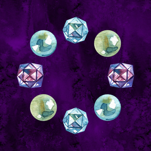 水彩手绘钻石与珍珠插图图片下载