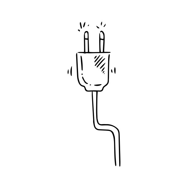 带电线的插头。涂鸦素描图标。手绘矢量插图。图片下载