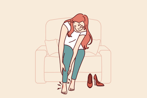 女性因穿着不舒服的高跟鞋而腿部疼痛或静脉曲张图片下载
