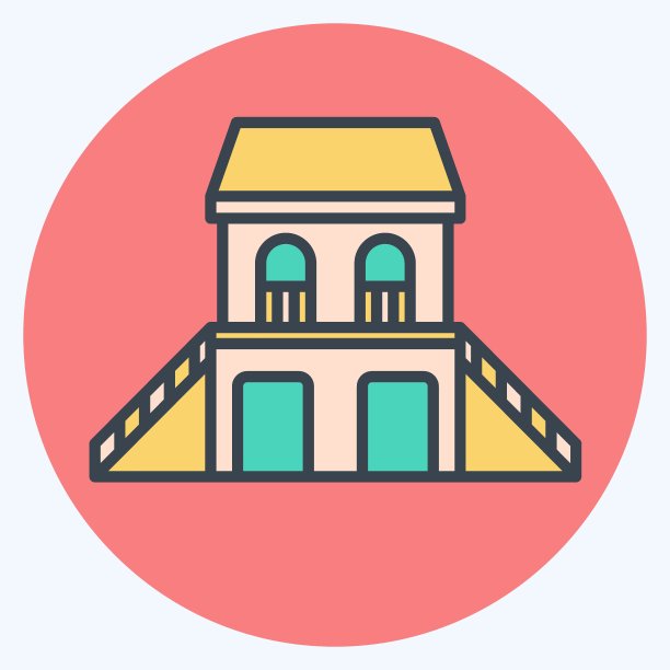 图标宾馆。与住宿有关的符号。颜色搭配风格。简单的设计可编辑。简单的说明图片下载