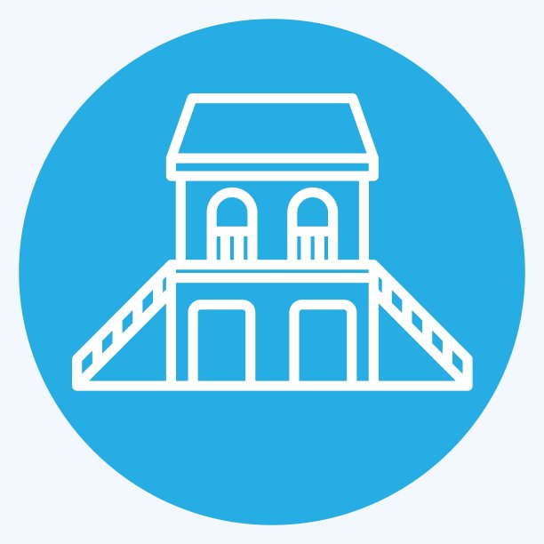 图标宾馆。与住宿有关的符号。蓝眼睛的风格。简单的设计可编辑。简单的说明图片下载