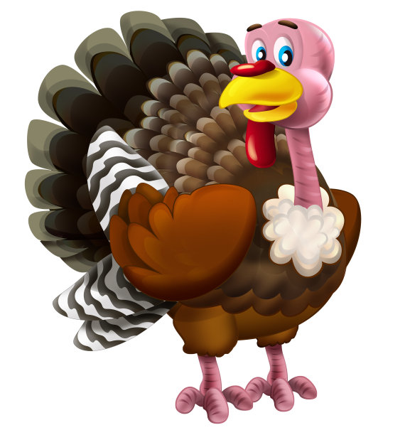 卡通有趣欢快的火鸡孤立插图为儿童图片下载