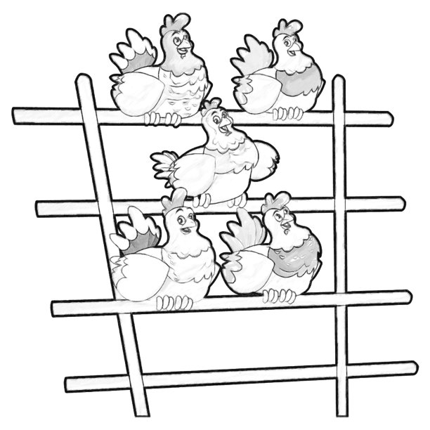 素描卡通场景与快乐农场鸡母鸡插图的孩子图片下载