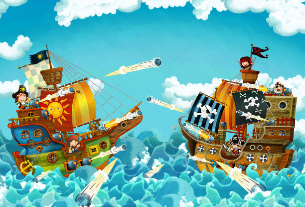 城市派出所警车、跑车卡通场景及警察儿童插画图片下载