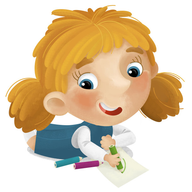 卡通场景与年轻的女孩有乐趣玩休闲自由时间孤立插图的孩子图片下载