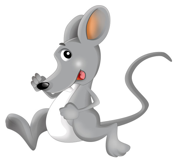 卡通快乐的场景，欢快的微笑老鼠在白色背景插图的孩子图片下载