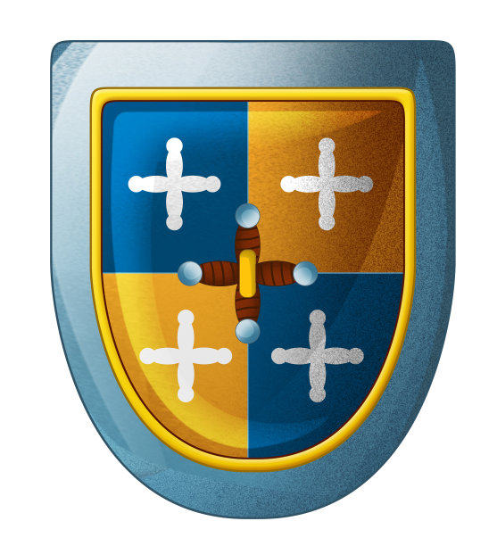 卡通场景与中世纪金属盾孤立插图儿童图片下载