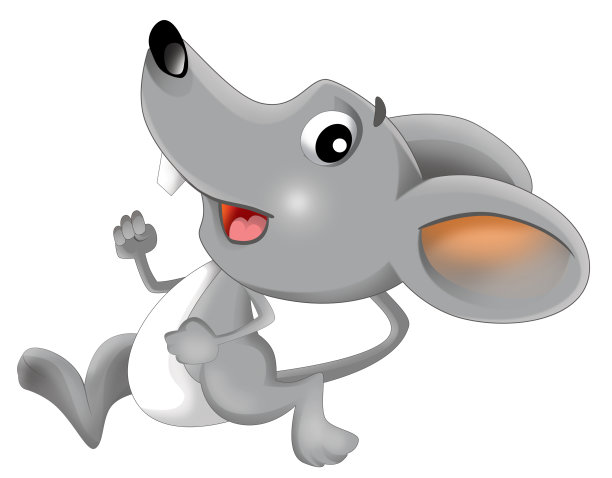 卡通快乐的场景，欢快的微笑老鼠在白色背景插图的孩子图片下载