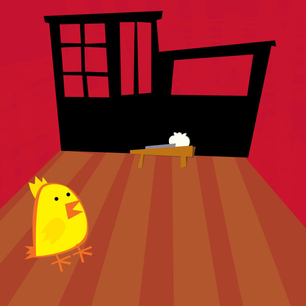 卡通场景与快乐的鸡公鸡烹饪在厨房插图的孩子图片下载