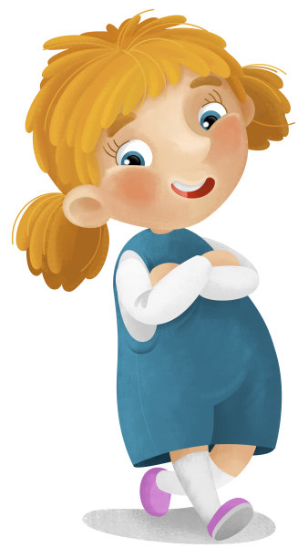 卡通场景与年轻的女孩有乐趣玩休闲自由时间孤立插图的孩子图片下载