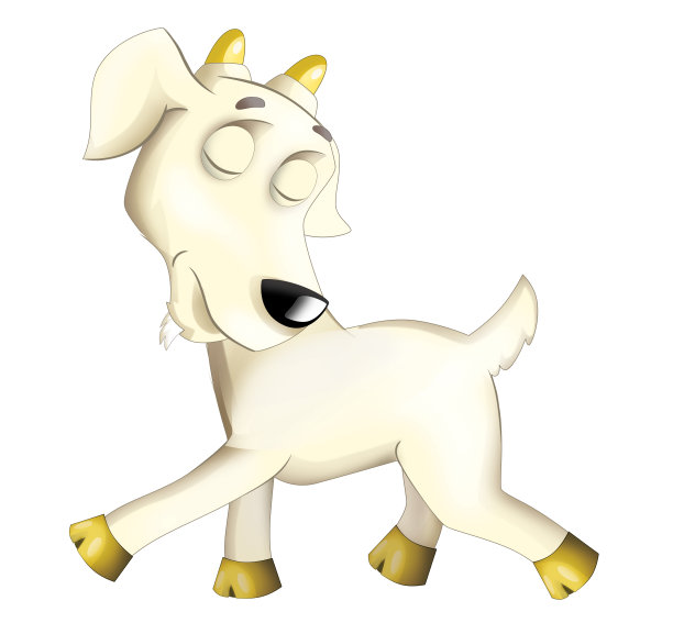 欢快的山羊卡通场景是儿童站立插图图片下载