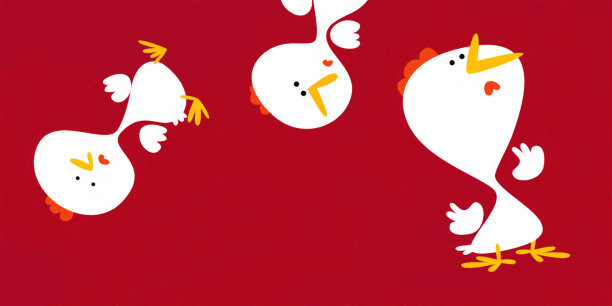 卡通场景与快乐有趣的鸡公鸡插图的孩子图片下载