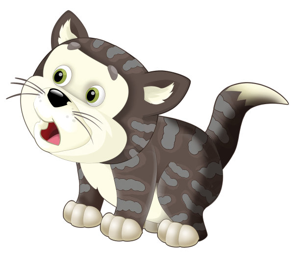 卡通场景与快乐的猫做一些事情玩孤立插图的孩子图片下载