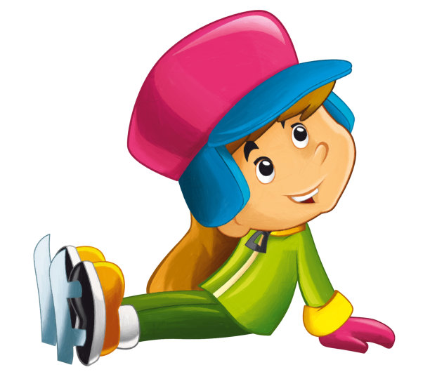 卡通场景与小男孩坐或有意外的滑冰做运动孤立插图的孩子图片下载