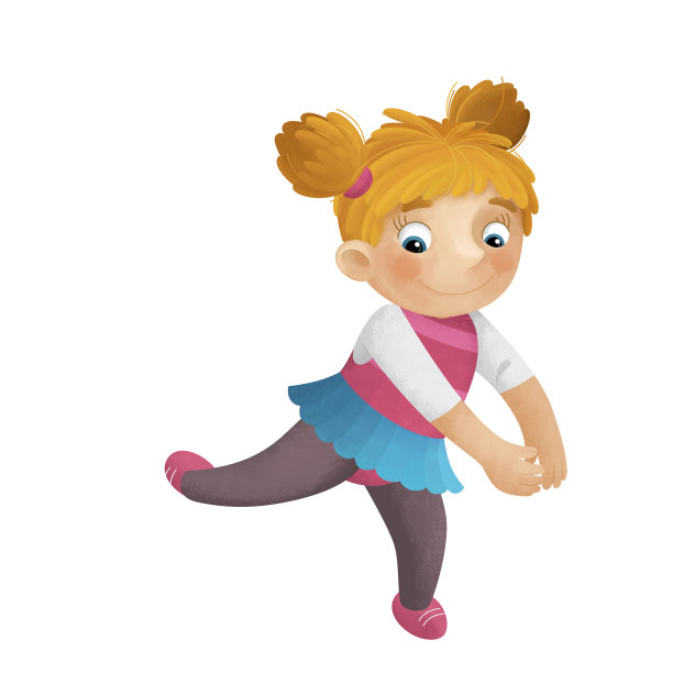卡通场景与年轻的女孩有乐趣玩芭蕾休闲空闲时间孤立插图的孩子图片下载
