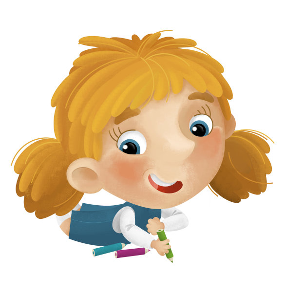 卡通场景与年轻的女孩有乐趣休息和绘画休闲自由时间孤立插图的孩子图片下载