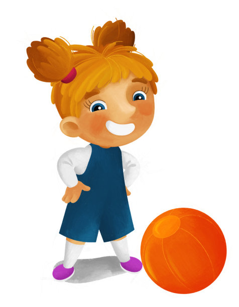 卡通场景与女学生打球有有趣的插图为孩子们图片下载