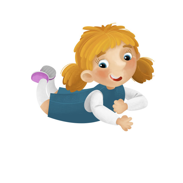 卡通场景与年轻的女孩有乐趣玩休闲自由时间孤立插图的孩子图片下载