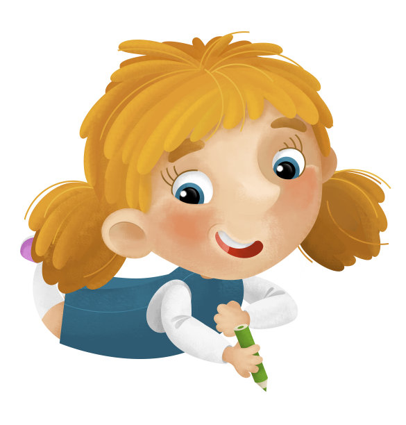 卡通场景与年轻的女孩有乐趣休息和绘画休闲自由时间孤立插图的孩子图片下载