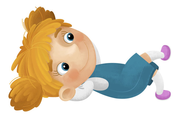 卡通场景与年轻的女孩有乐趣休息休闲自由时间孤立插图的孩子图片下载