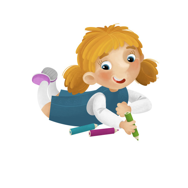 卡通场景与年轻的女孩有乐趣休息和绘画休闲自由时间孤立插图的孩子图片下载