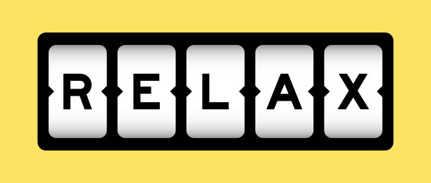 黑色文字放松槽横幅与黄色背景图片下载