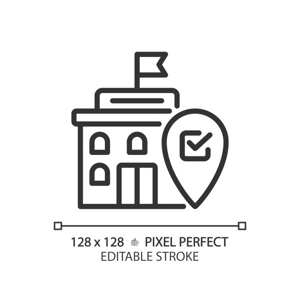 像素完美的细线图标的政府大楼图片下载