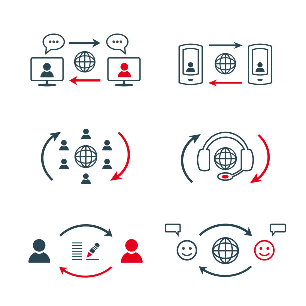 一组用于在线交流和聊天的矢量图标。图片下载