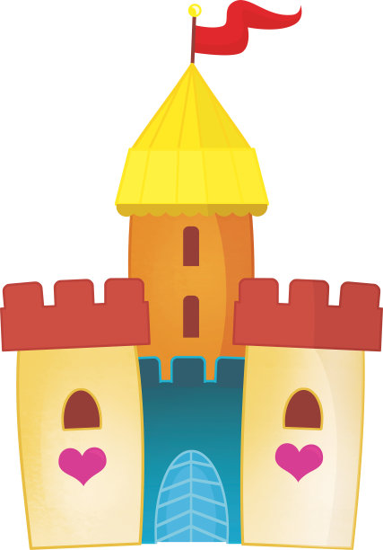 卡通美丽和丰富多彩的中世纪城堡插图的孩子图片下载